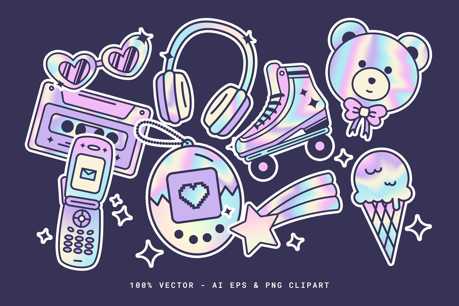 Y2k sticker Vectors & Illustrations for Free Download