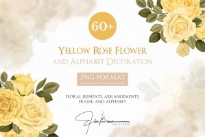 Yellow Rose Flower And Alphabet Decoration