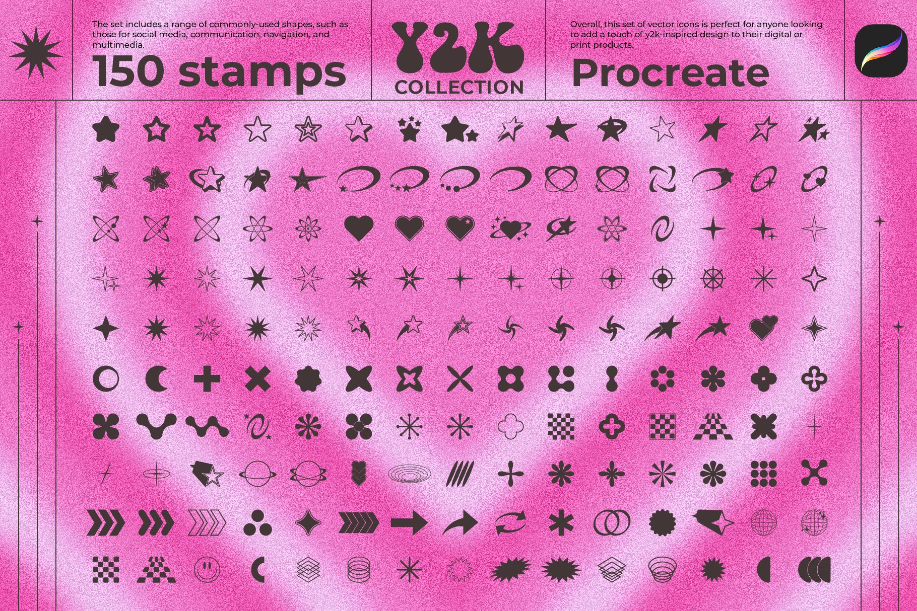 Create your cards, patterns by Retro Fashion Brush Stamps
