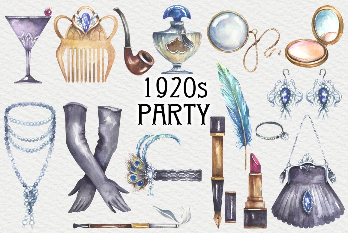 1920s Party Watercolor Clipart