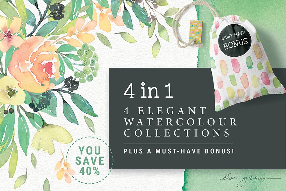 4 in 1 Elegant Watercolour Collections