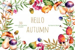 Hello Autumn Watercolor Graphics Collection