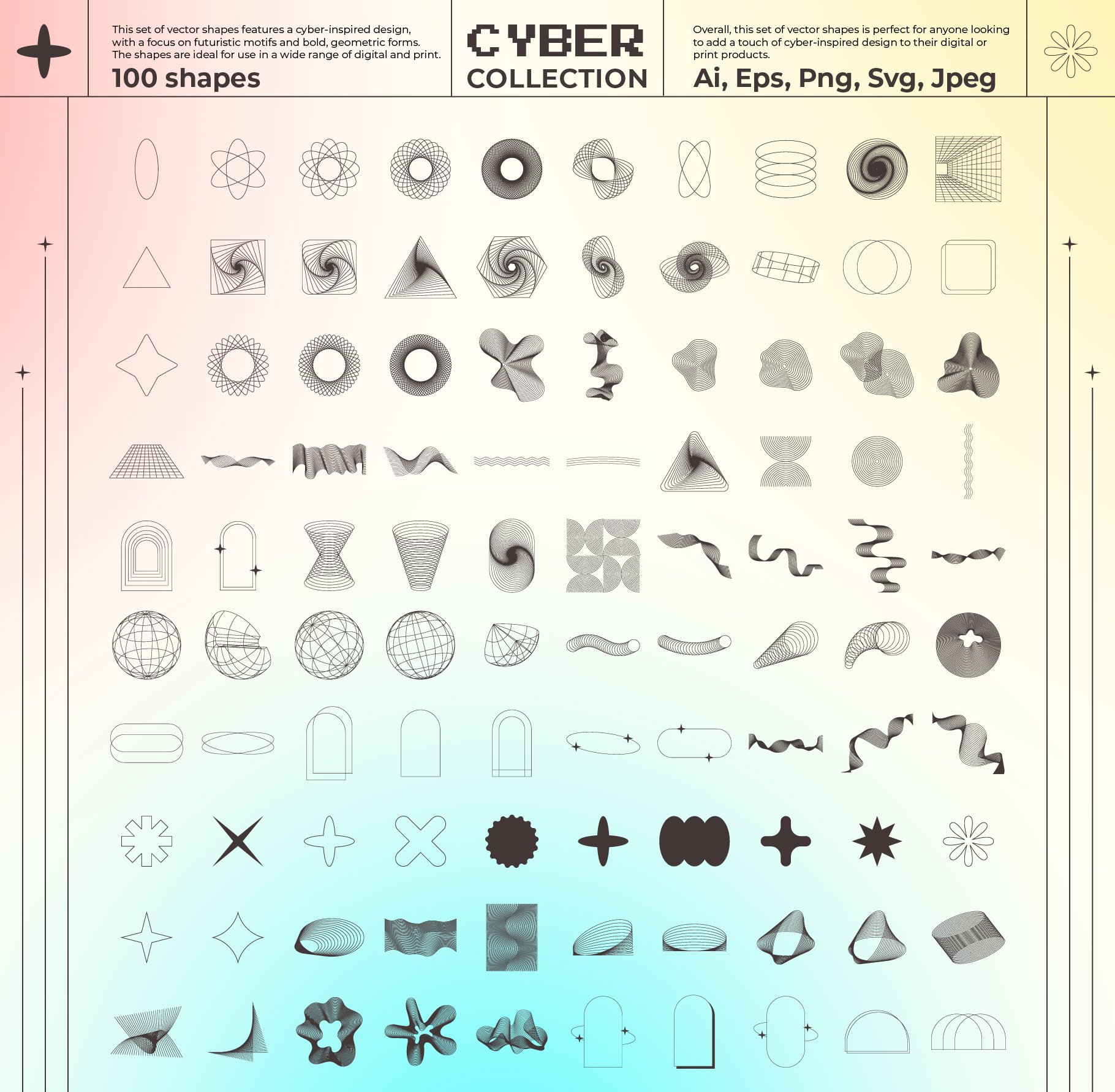 Cyber Y2K - Retro Shapes - Design Cuts