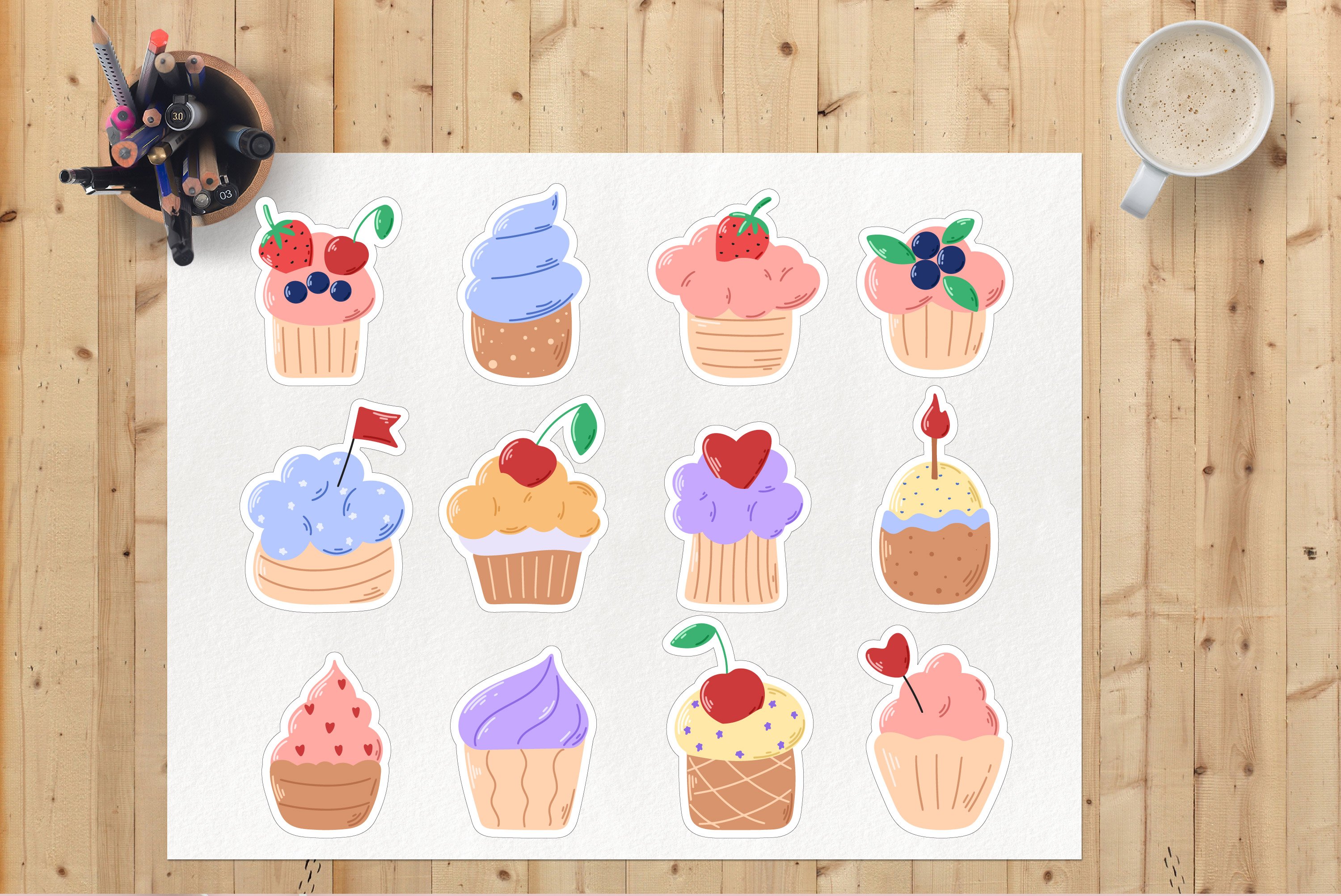 Cupcake Stickers for Sale  Cupcakes art drawing, Cupcake pictures, Cupcake  painting