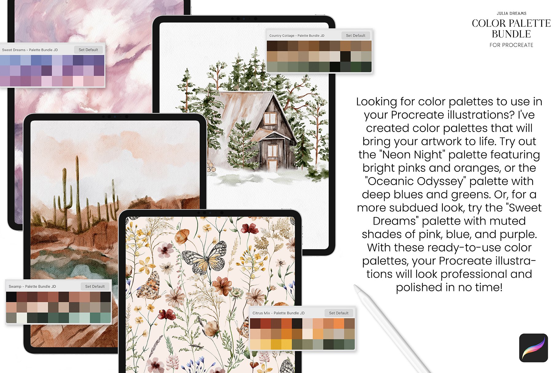 A Collection of Pretty Procreate Colour Palettes - Design Cuts