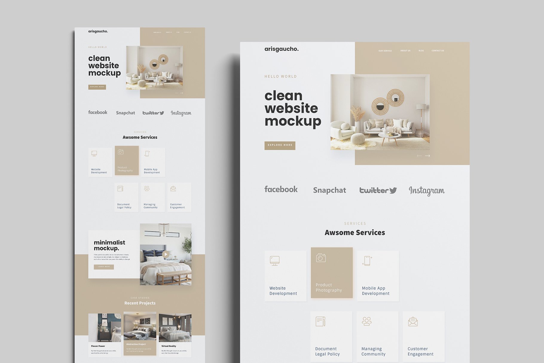 Clean Website Pages Mockup - Design Cuts