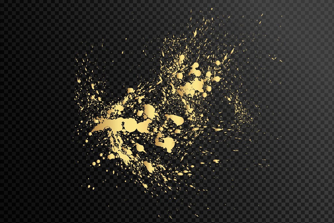 Gold Splash On Black Background 3d Rendering Stock Photo