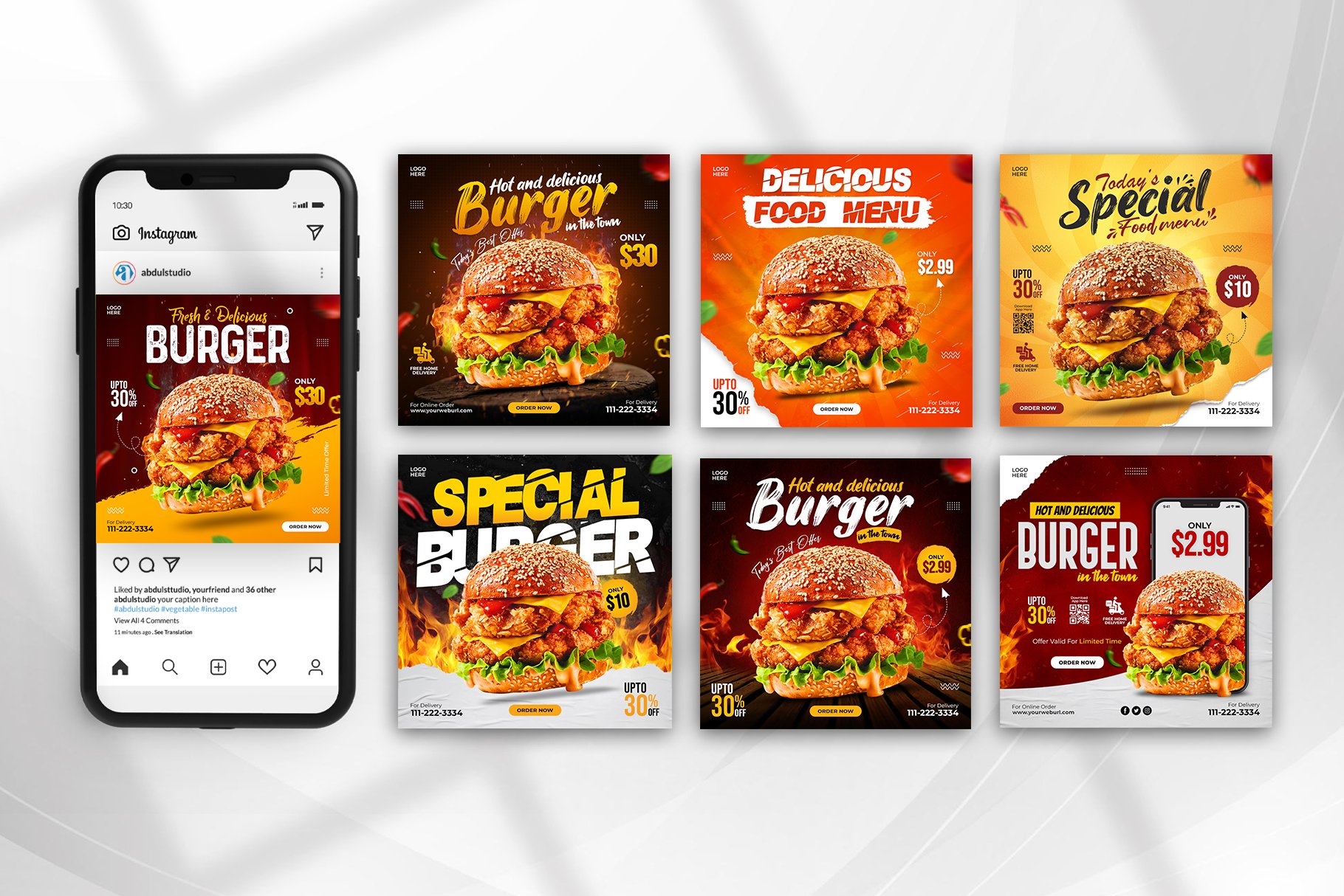 Online Food Delivery Social Media Post Banner And Instagram Post