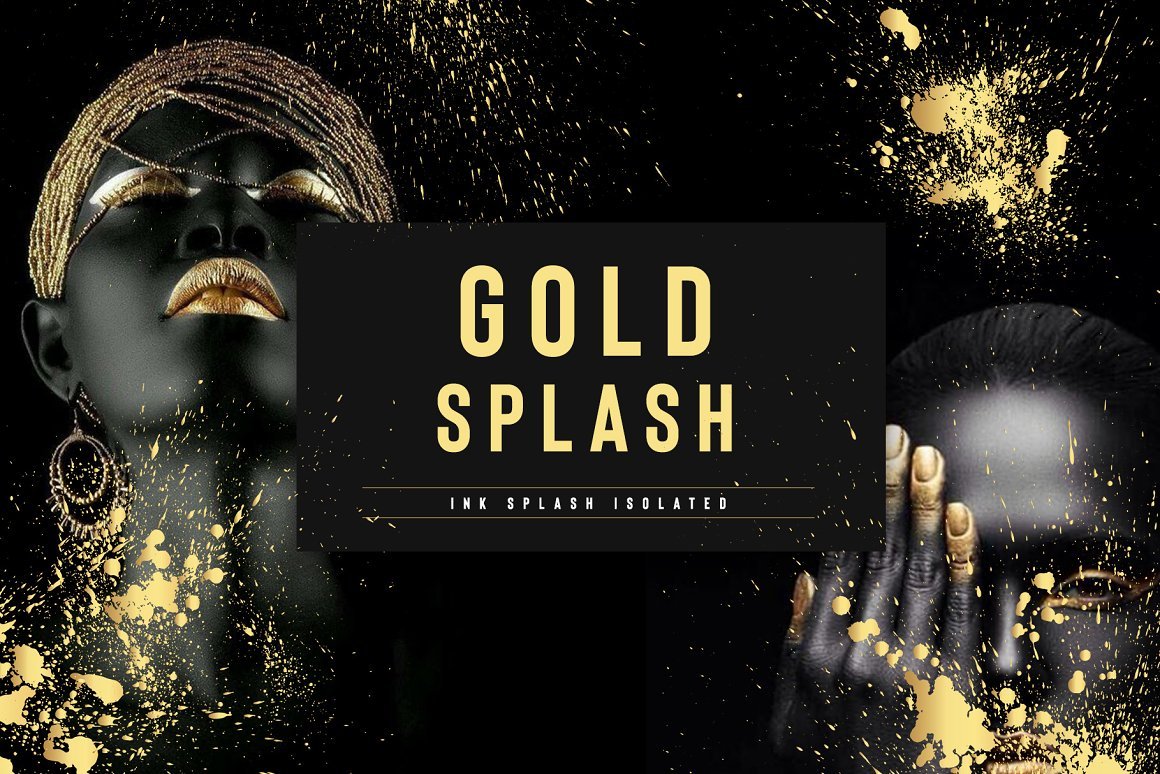 Gold Splash On Black Background 3d Rendering Stock Photo