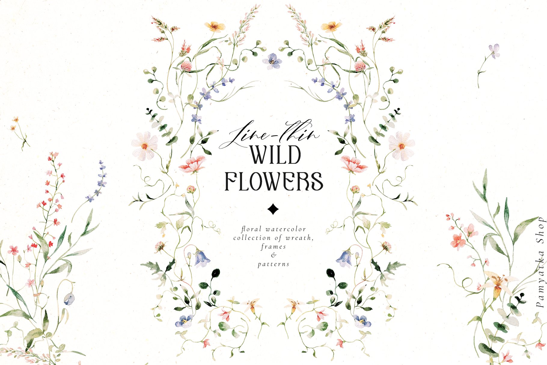 Watercolor Wildflowers Frames Summer Collection