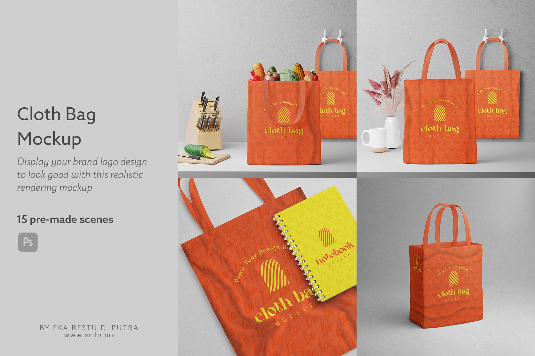 Paper bag mockups of shopping, gifts and food packages realistic