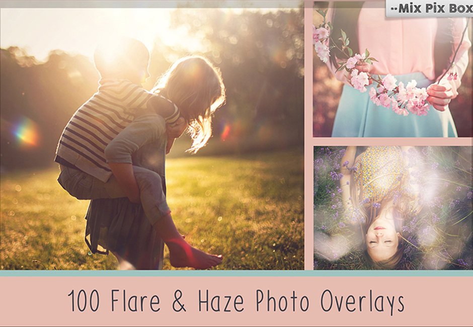 100 Sun Flare Haze Overlays