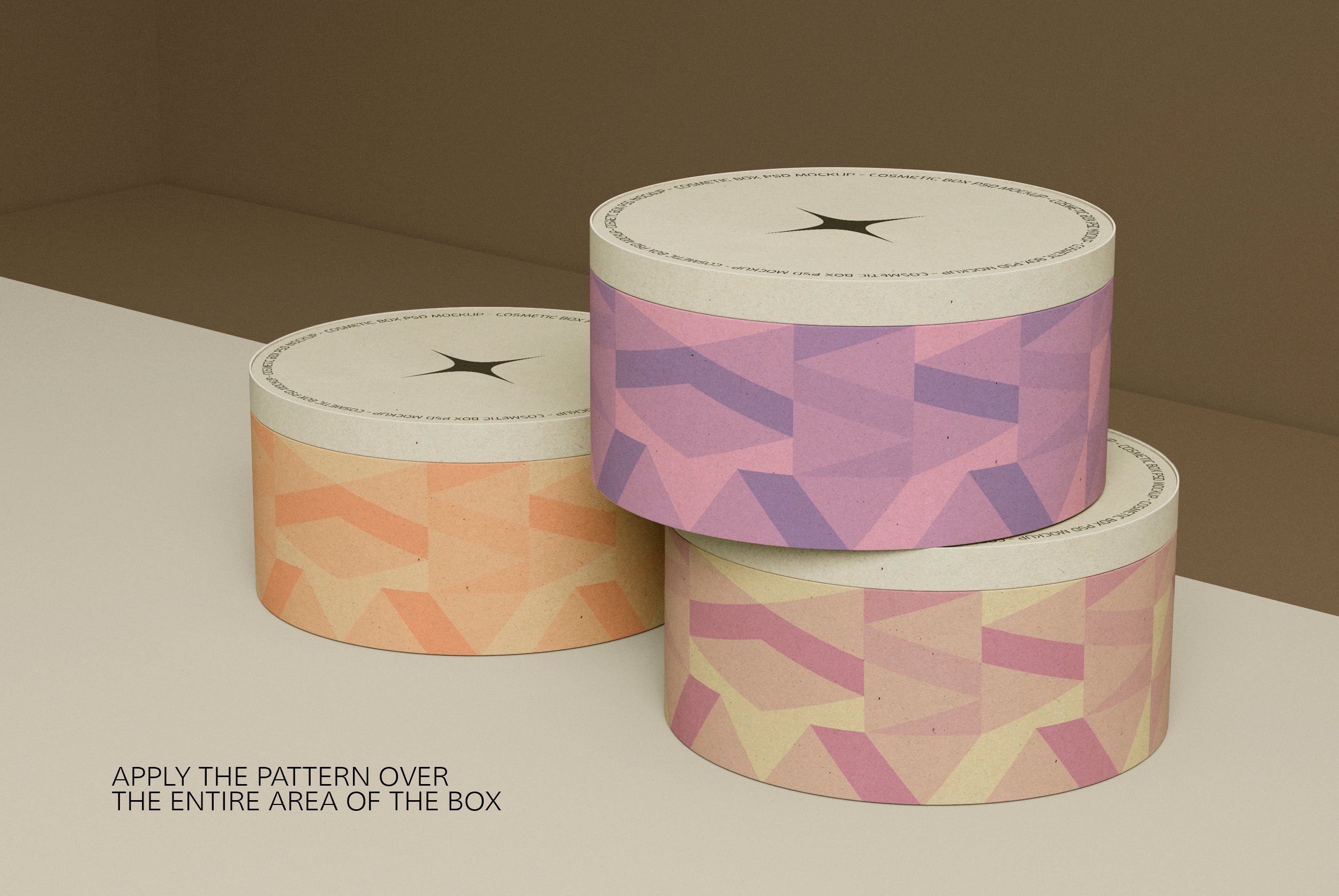 3 Round Cardboard Boxes PSD Mockup - Design Cuts