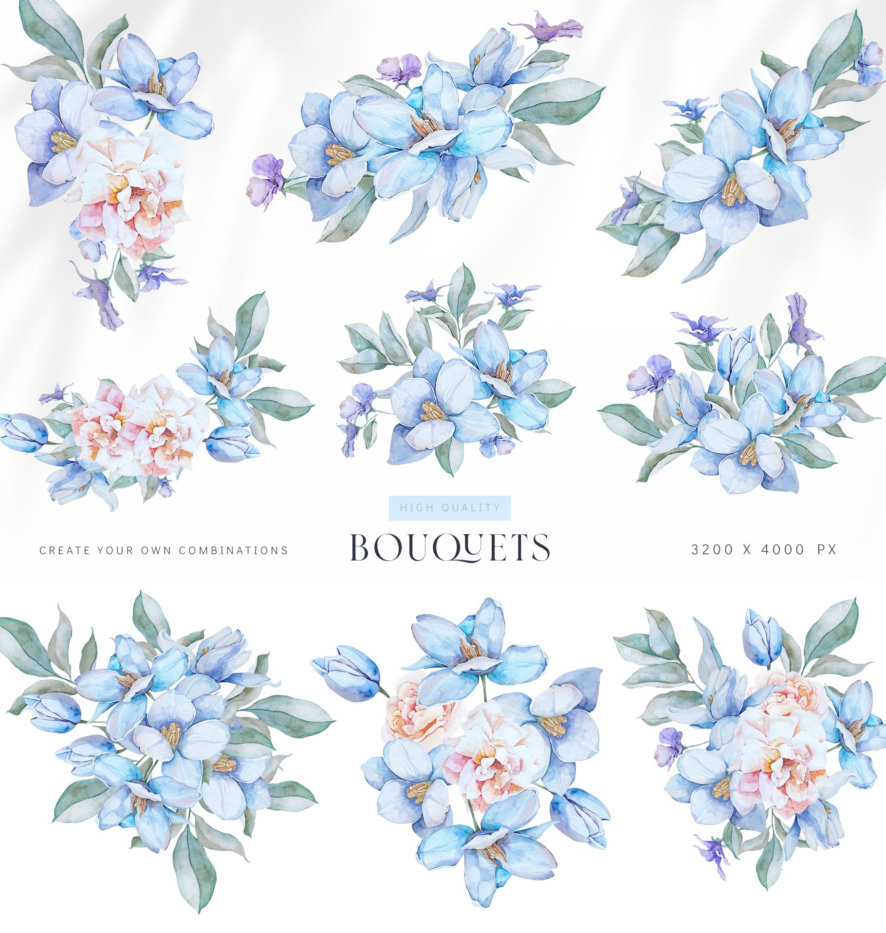 Watercolor Navy Tulips - Design Cuts