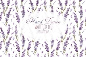 12 Watercolor Lavender Patterns