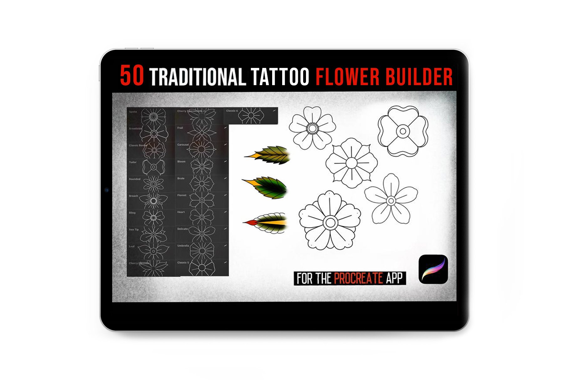 Procreate Traditional Tattoo Flowers