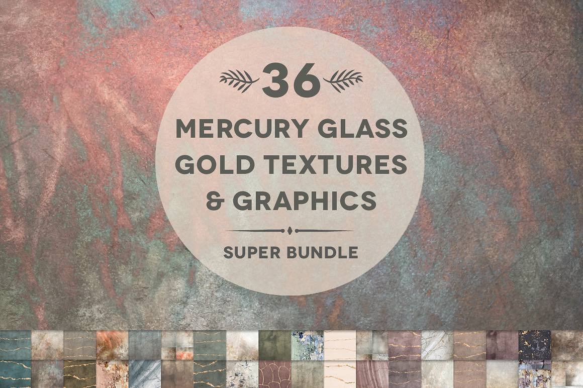 36 Mercury Glass & Gold Graphics