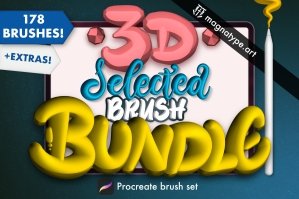 3D Selected Brush Collection - Geometric Brushes For Procreate