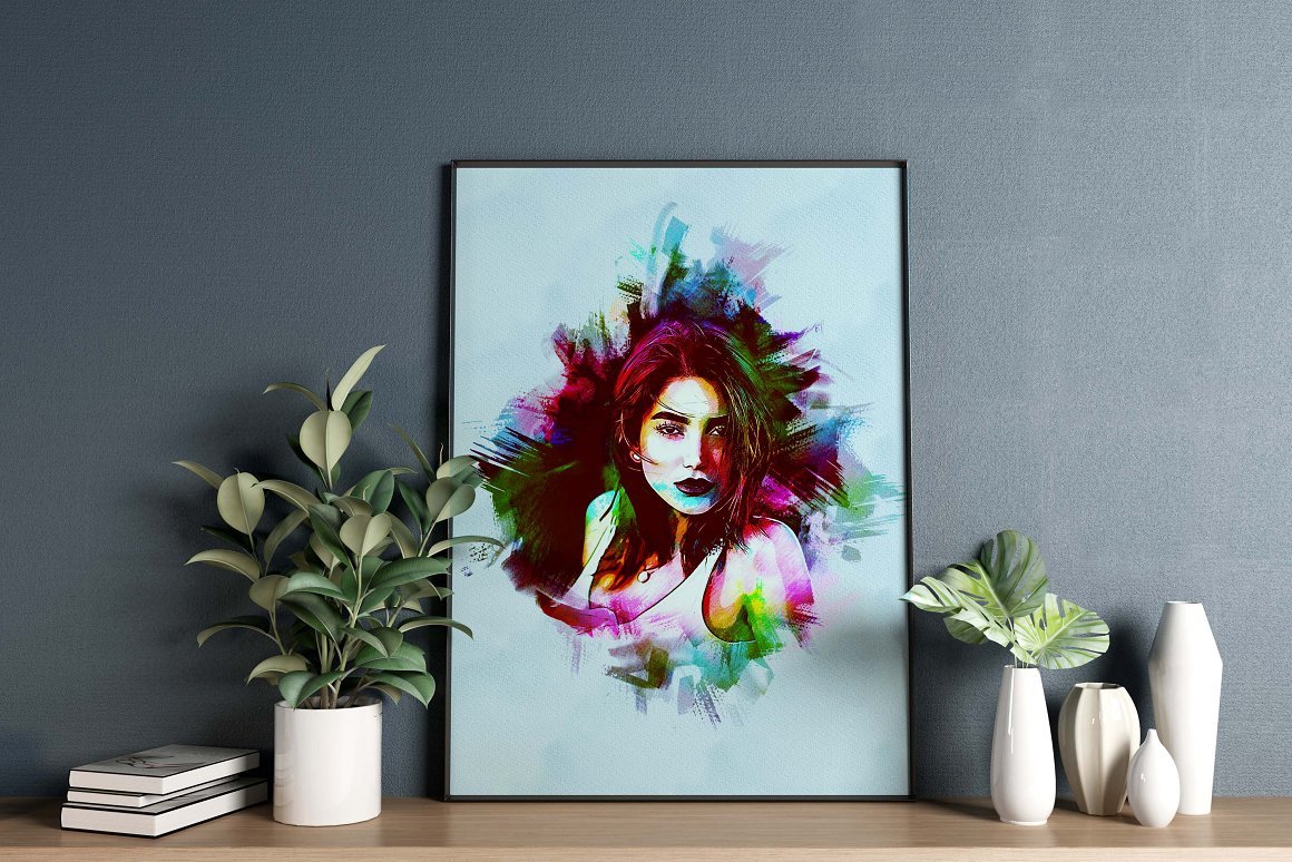 Modern Watercolor Painting Photoshop Action - Design Cuts