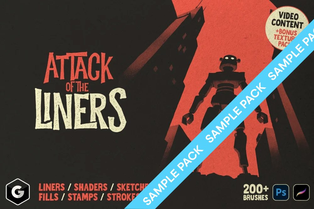 Attack Of The Liners - Photoshop And Procreate Brushes - Sample Pack