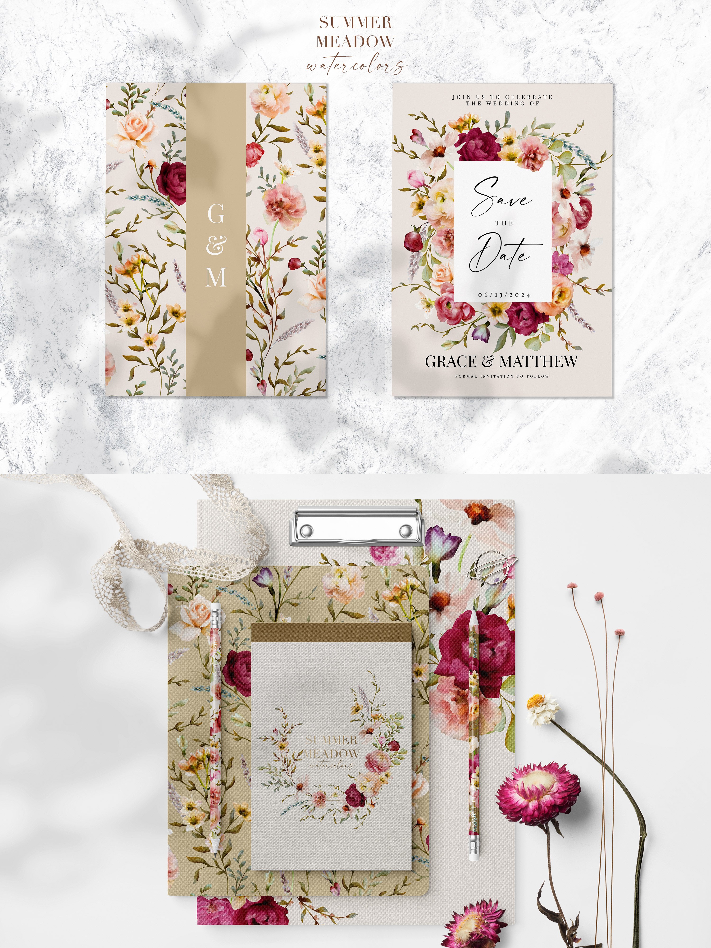 Summer Meadow Watercolor Floral Collection