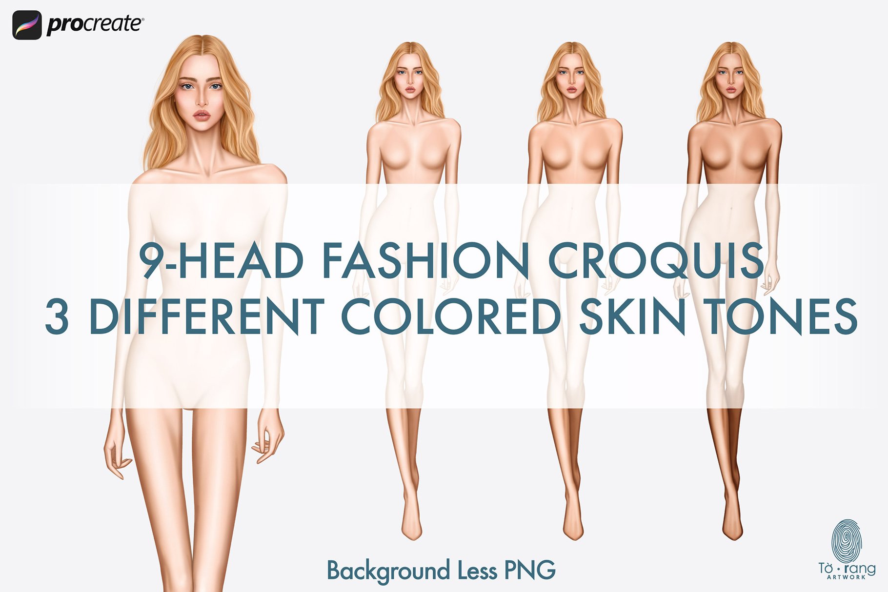 5 Female Fashion Croquis Templates, 3 Different Dark Skin Tones Color, 10  Head Fashion Figure -  Canada