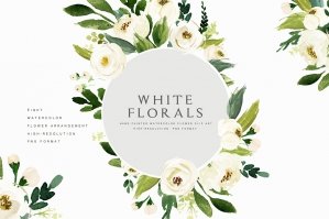 Watercolor White Flower Clip Art