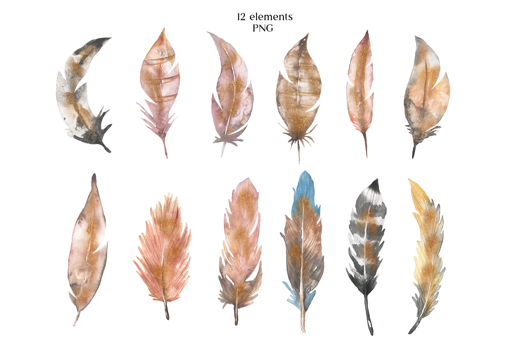 Watercolor Feathers Set - Design Cuts