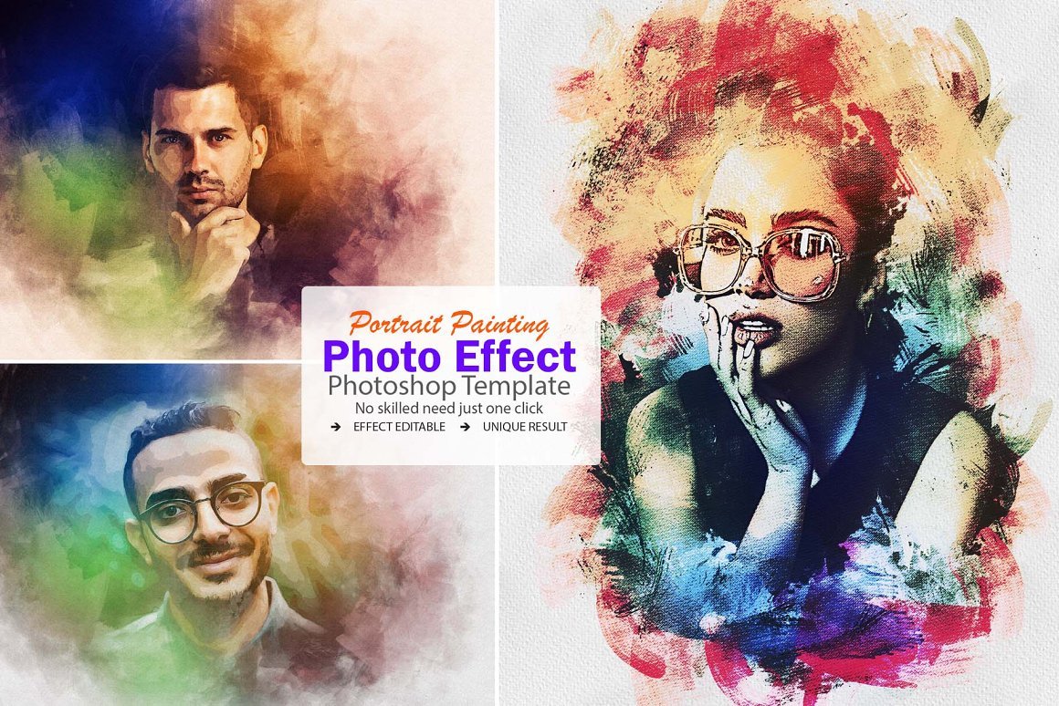 Artistic Portrait Painting Photo Effect - Design Cuts