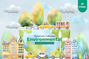 Environmental City Watercolor Collection