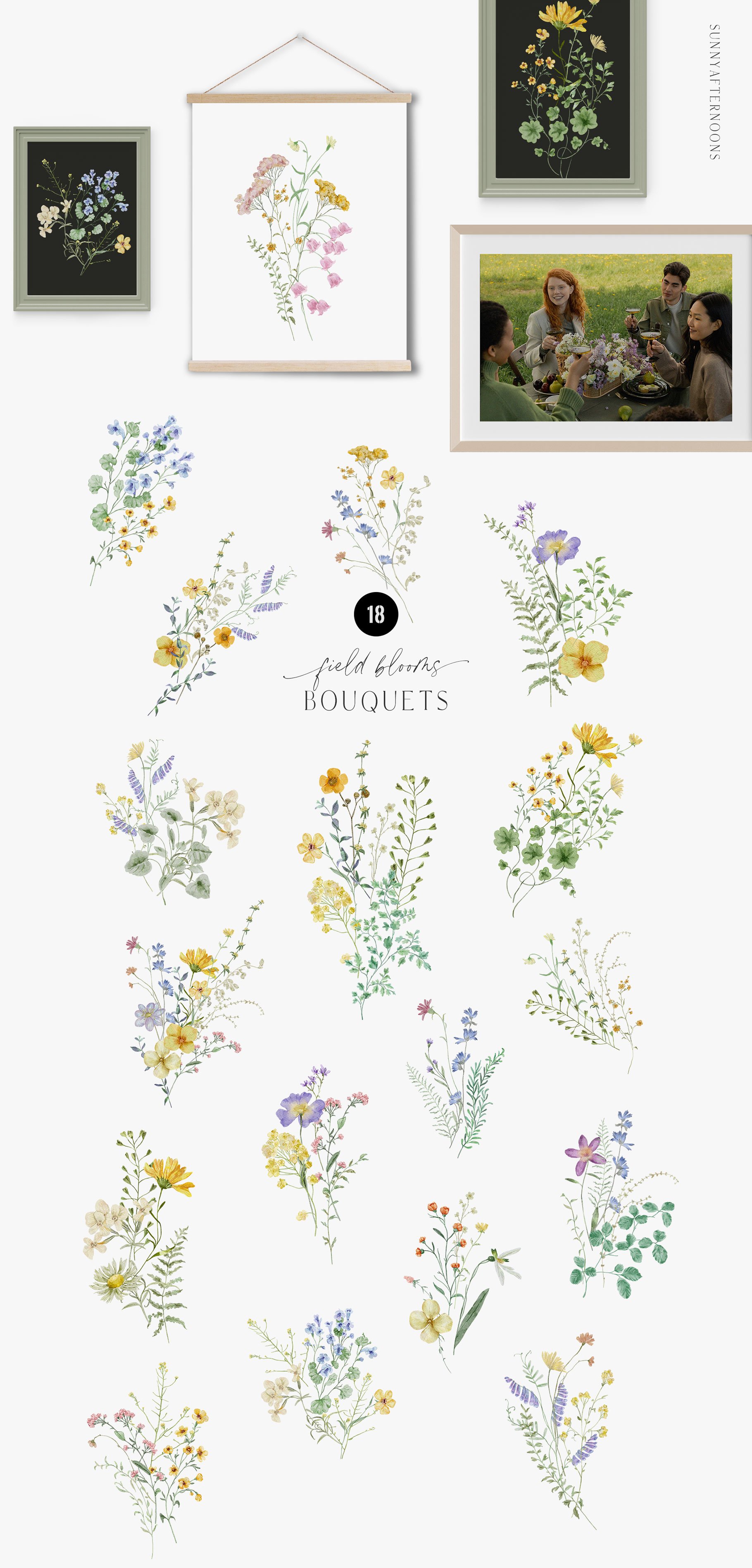 Watercolor Wildflowers, Neutral Summer Florals Digital Art Print / Instant  Download Printable Artcommercial Use 