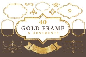 Golden Vintage Frames And Ornaments