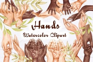 Holding Hands Watercolor Clipart