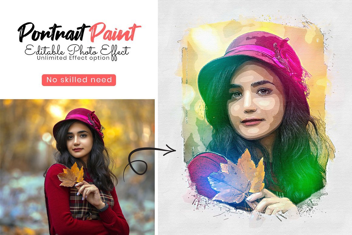 Portrait Paint Photo Effect - Design Cuts