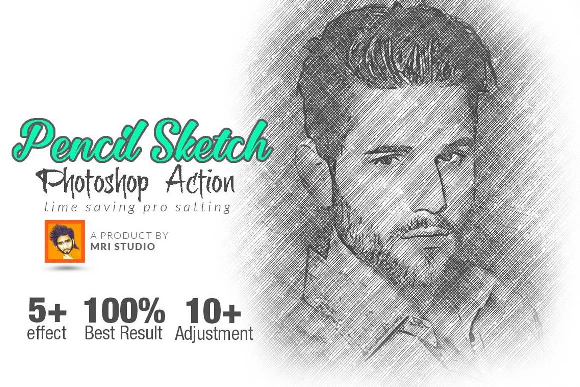 Pencil Sketch Photoshop Action - Design Cuts