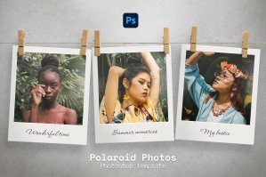 Polaroid Photos On Clothespins