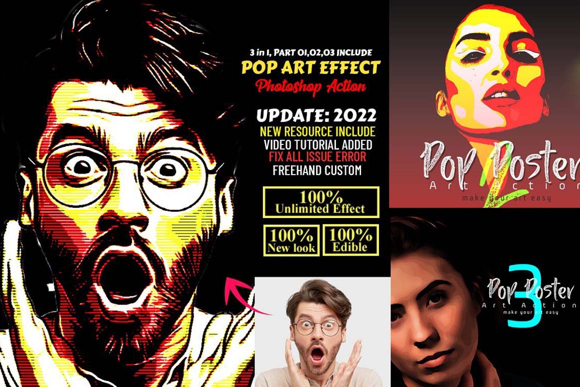 Pop Art Effect Photoshop Action - Design Cuts