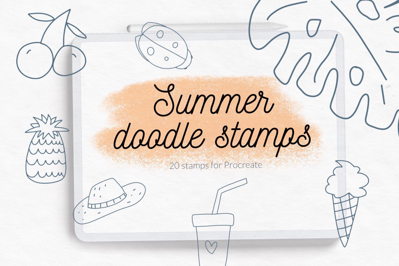School doodle stamps for Procreate. Digital planner stamps