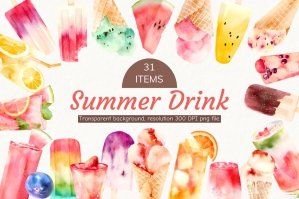 Summer Drink Watercolor Illustration