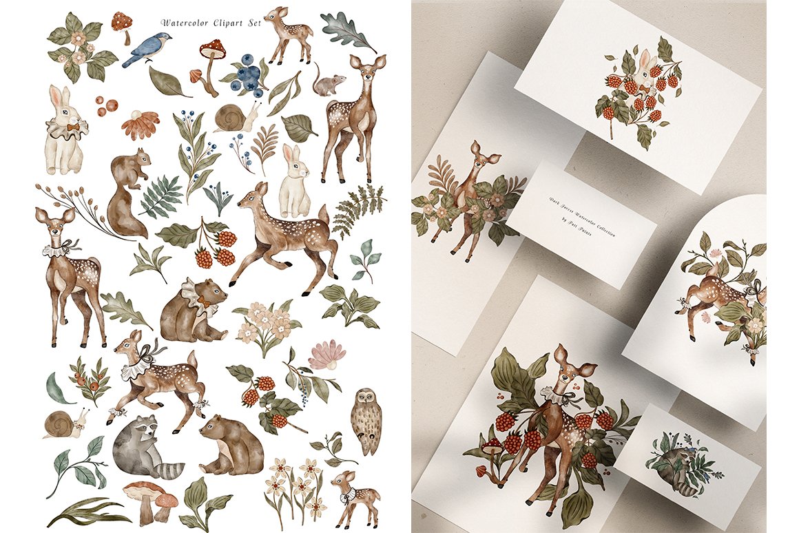 Watercolor Dark Forest Nursery Collection - Design Cuts