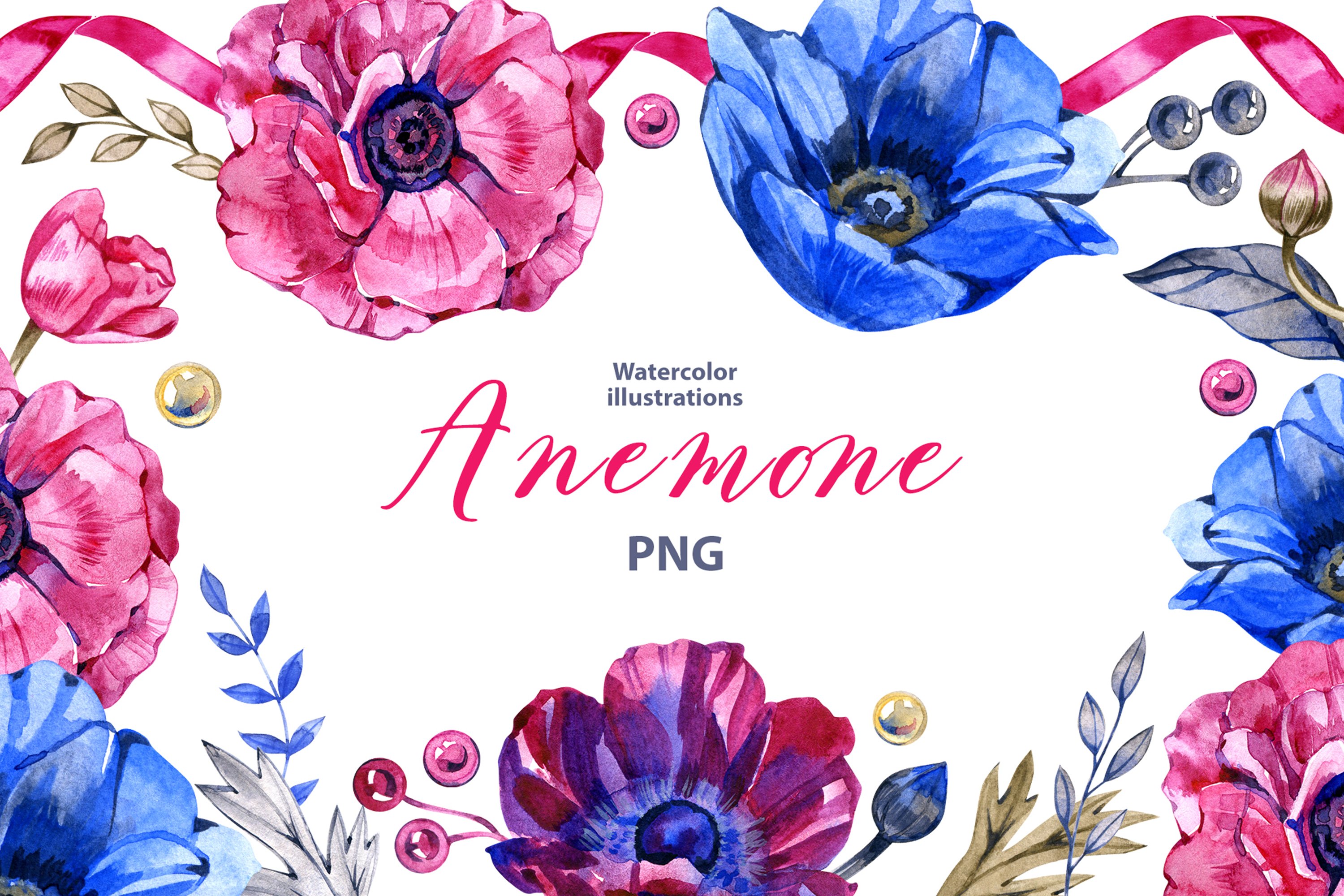 Watercolor Anemone Png Clipart - Design Cuts