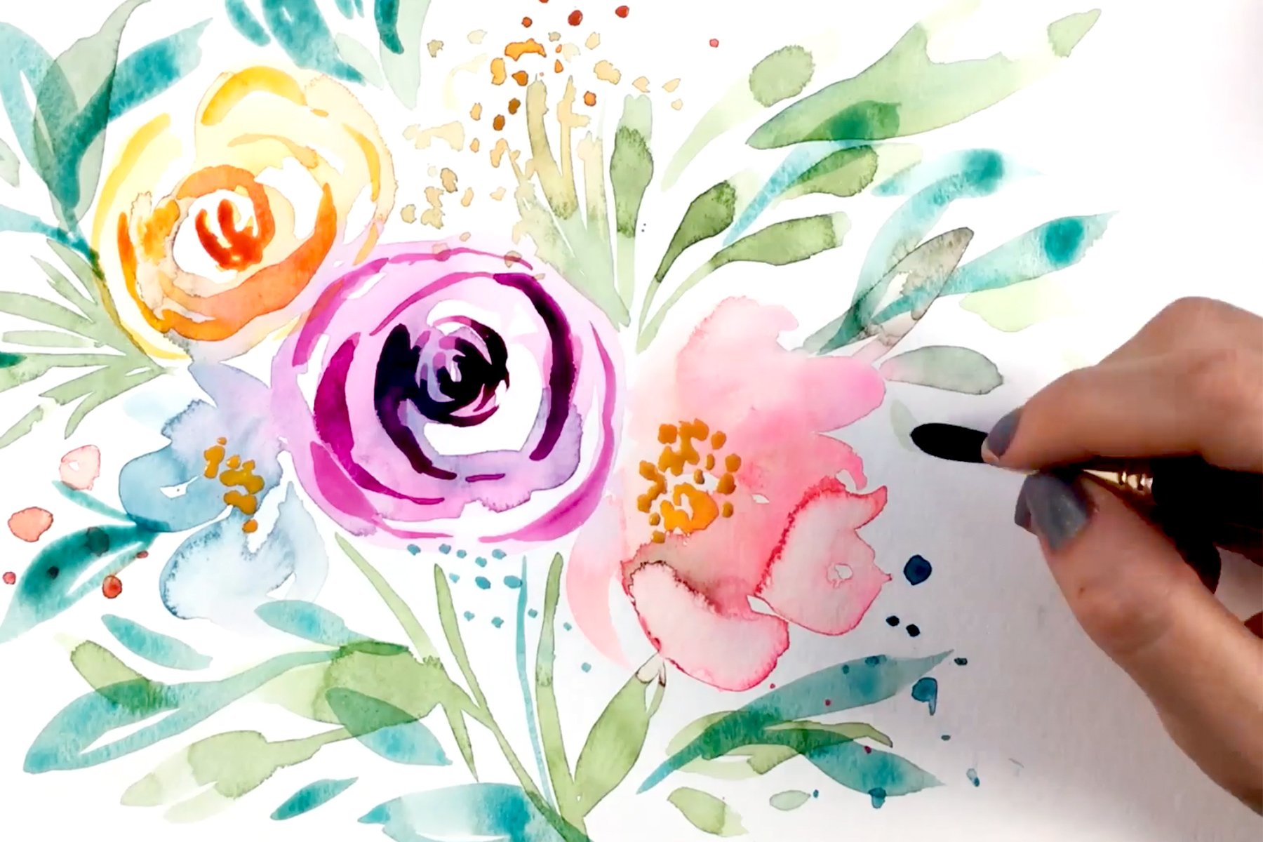 Loose Watercolor Florals: Learn To Paint Easy Flower Compositions And  Bouquets - Design Cuts