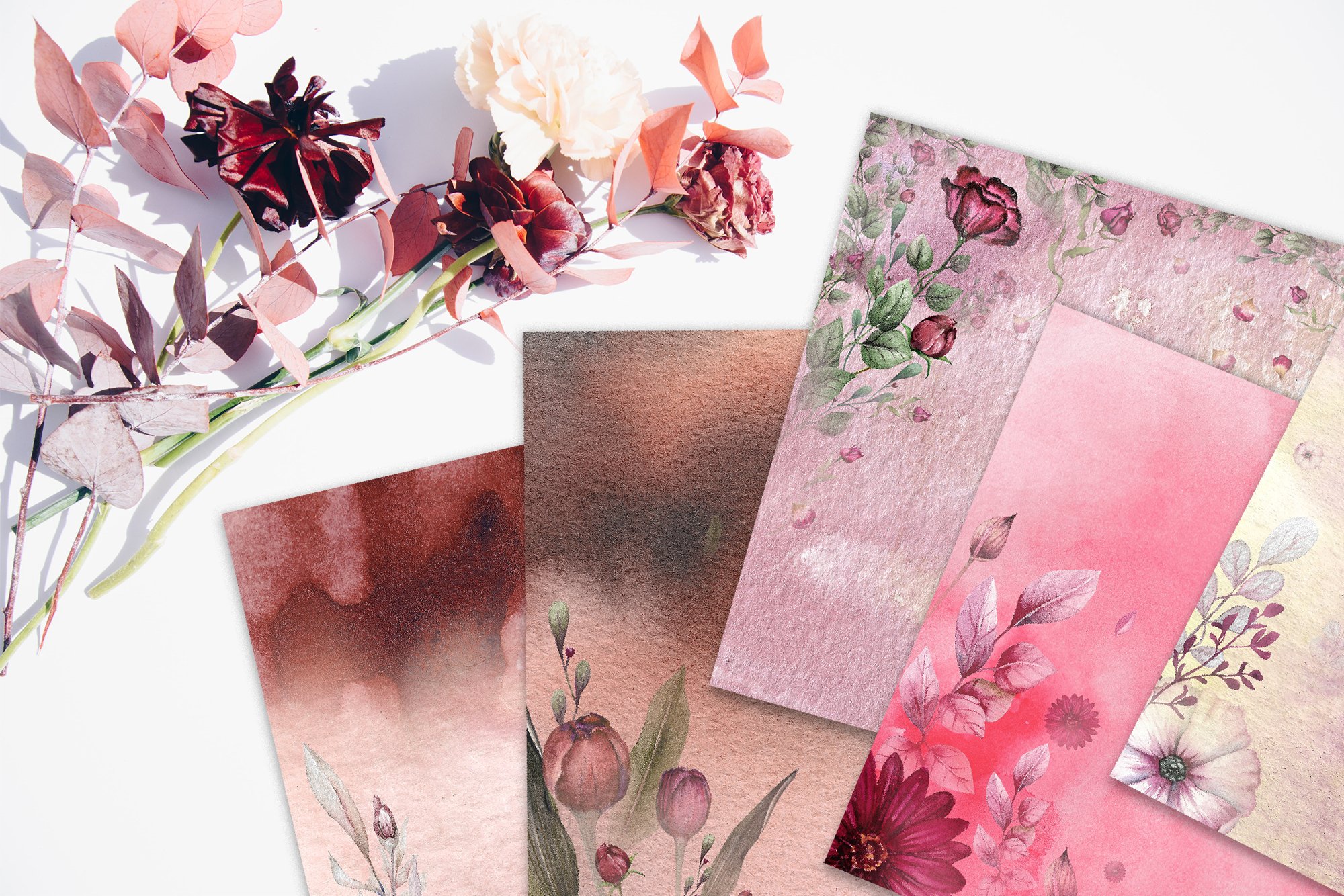 Pink And Peach Textures And Flower Backgrounds - Design Cuts