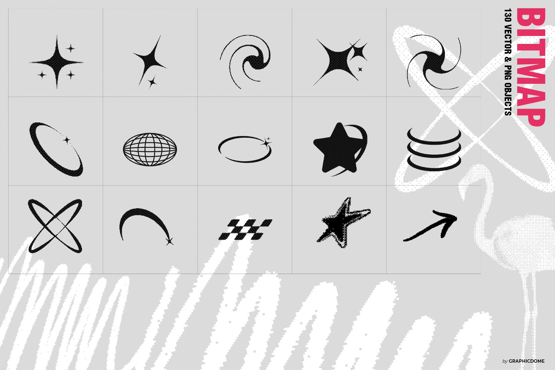 130 Dither Bitmap Vector & PNG Set - Design Cuts