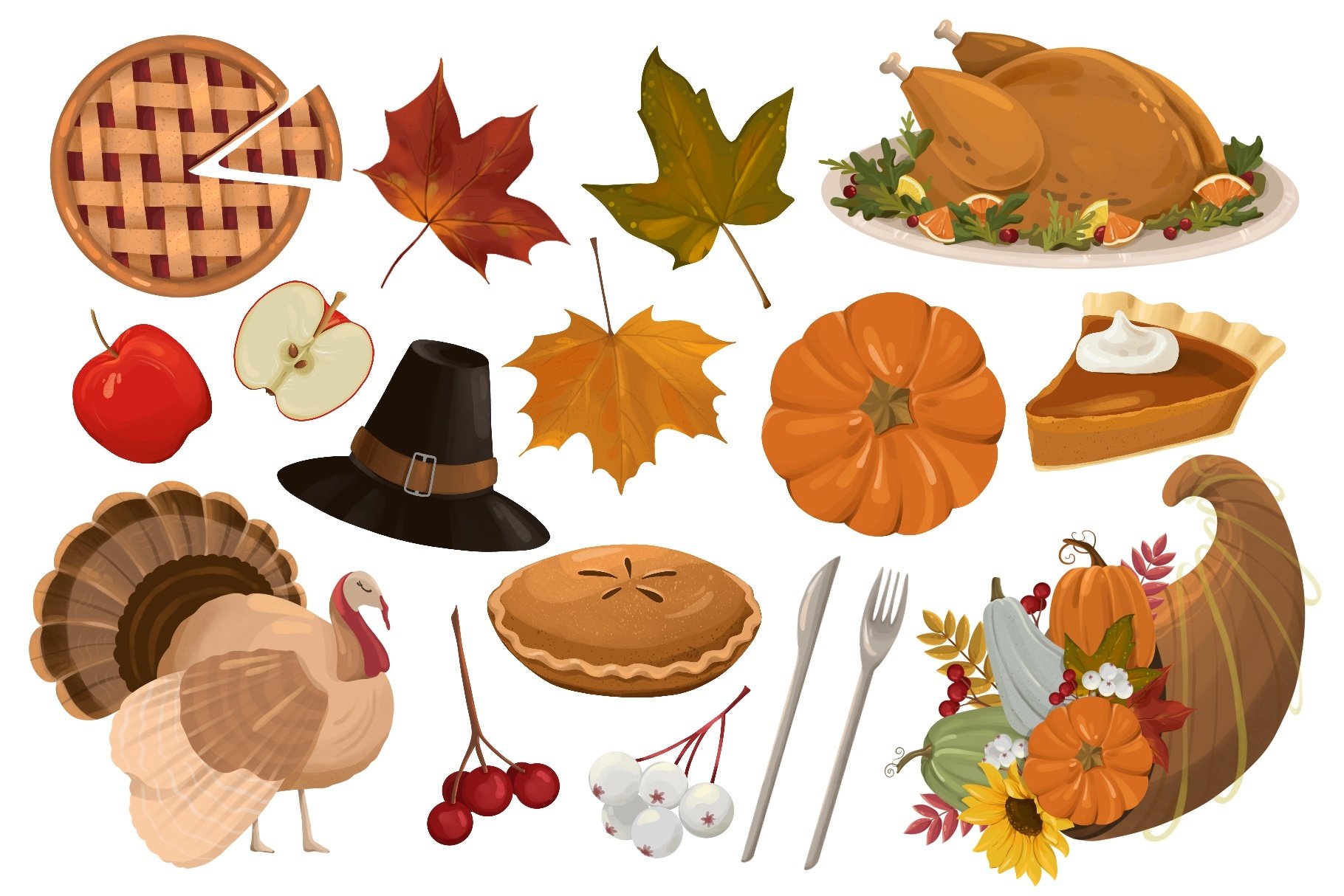 Fall Autumn Thanksgiving Clipart - Design Cuts