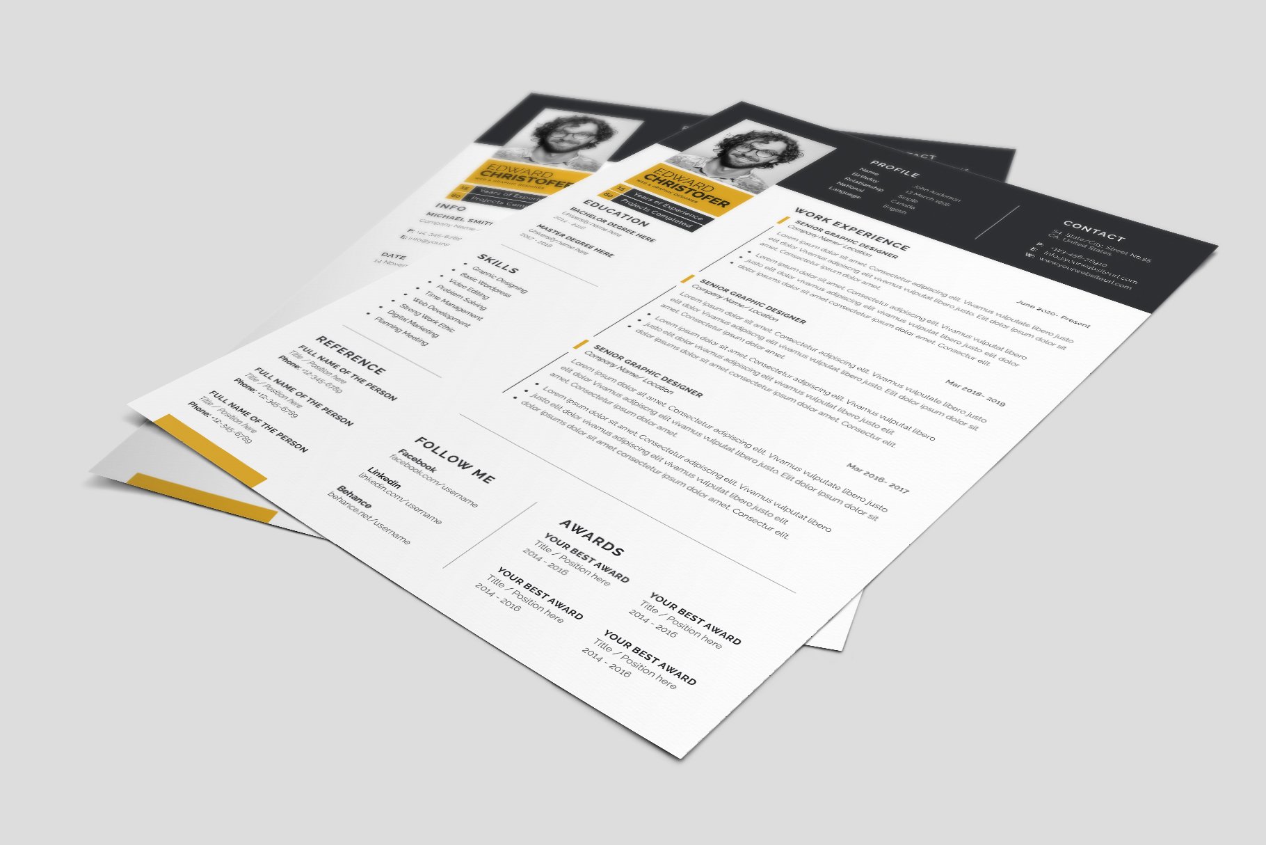 Simple Resume CV Template 5 - Design Cuts