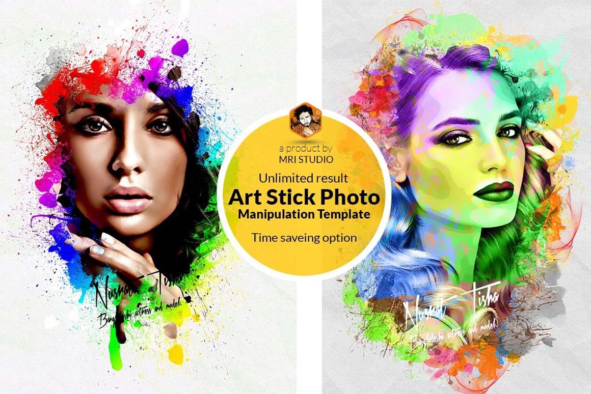 Art Stick Photo Template Photoshop - Design Cuts