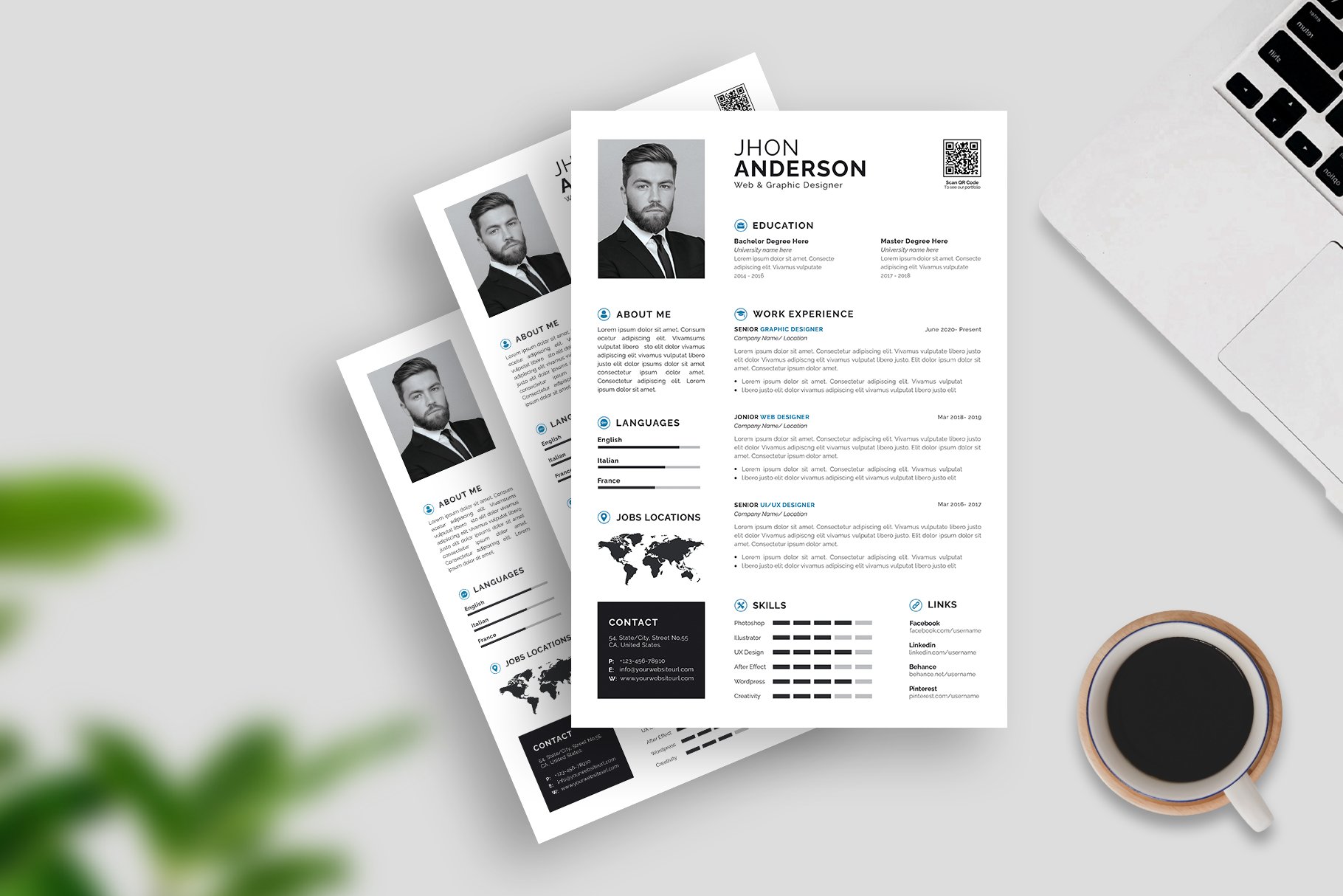 Simple Resume Cv Template Editable 3 Design Cuts 6948