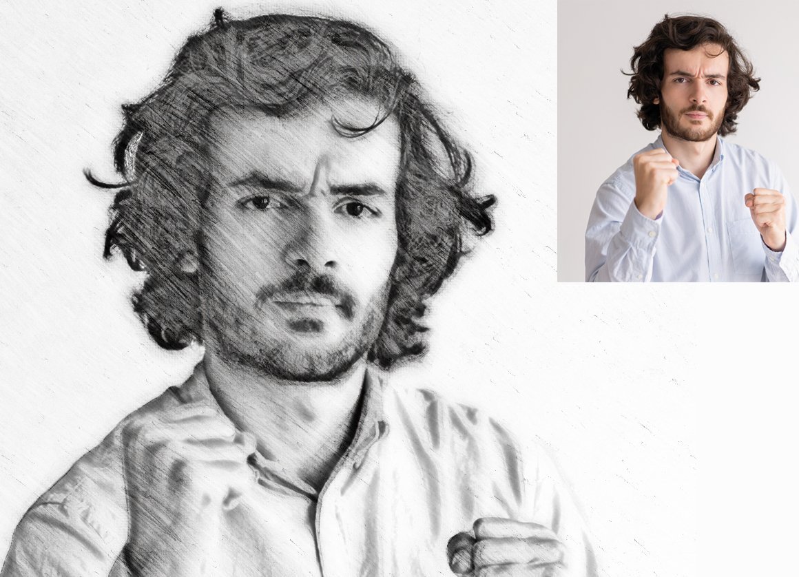 Pencil Sketch Portrait PS Action - Design Cuts