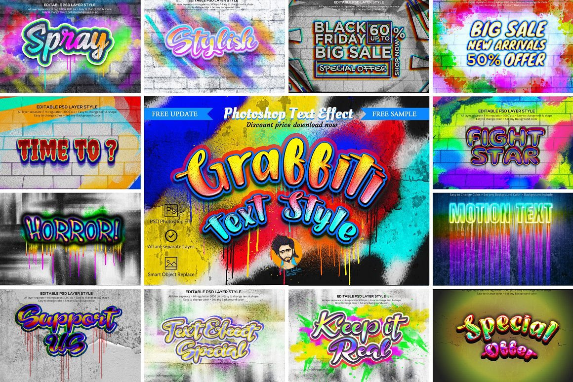 adobe photoshop - Create the 'neon graffiti', 'neon spray paint